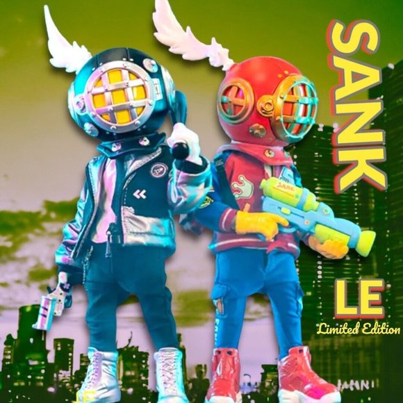 Limited Edition Sank Action Figures Future Boy & Retro Boy Bundle! Designer Toys - Picture 1 of 12